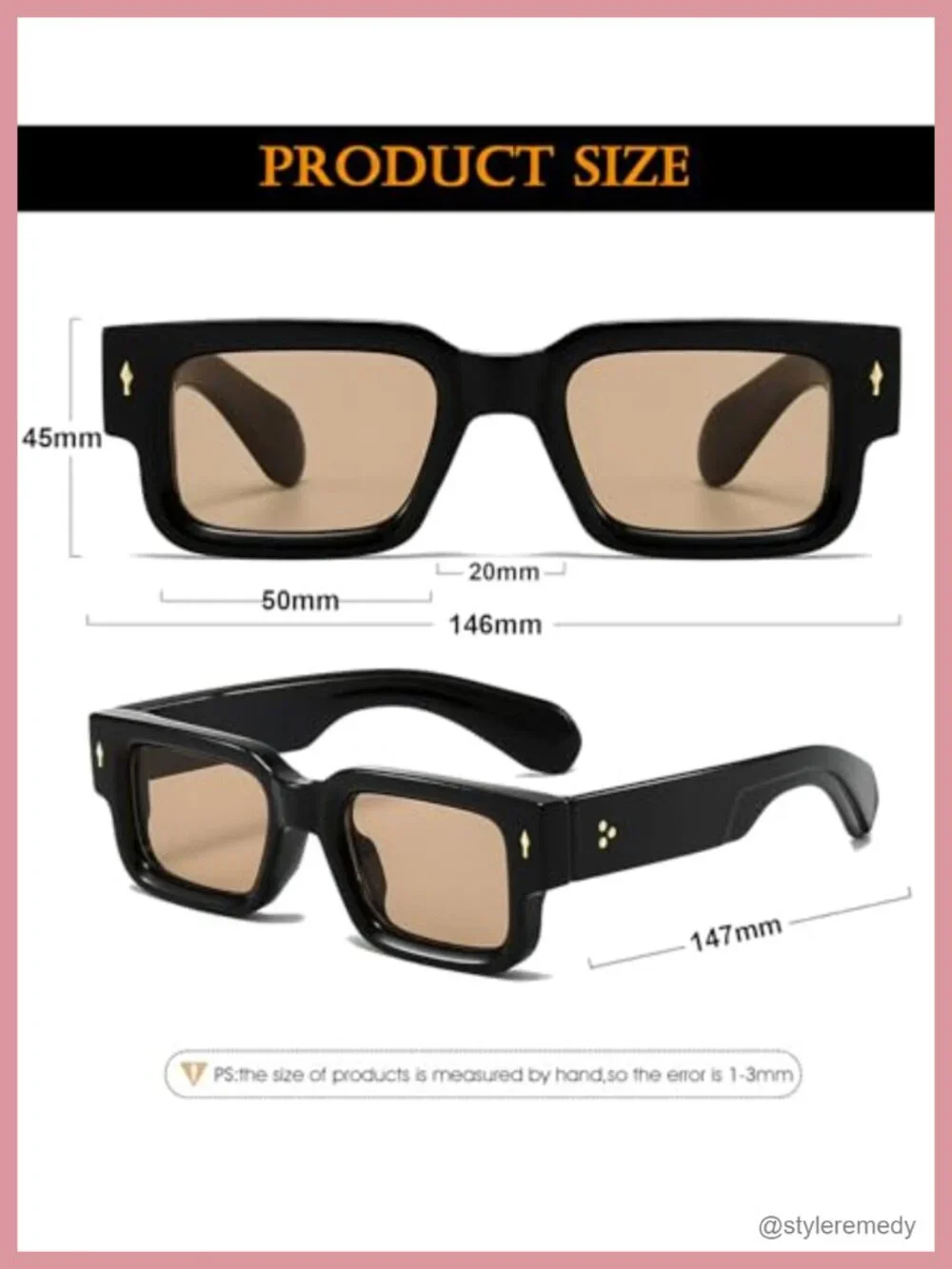 Thick Frame Square Sunglasses for Women Men Chunky Rectangle UV400 Protection